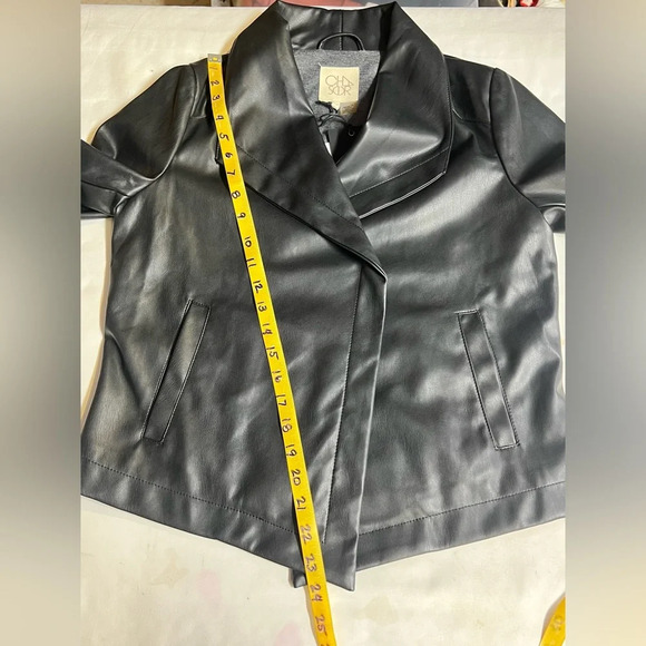 CHASER Black faux leather waterfall jacket size‎ S - Picture 12 of 12
